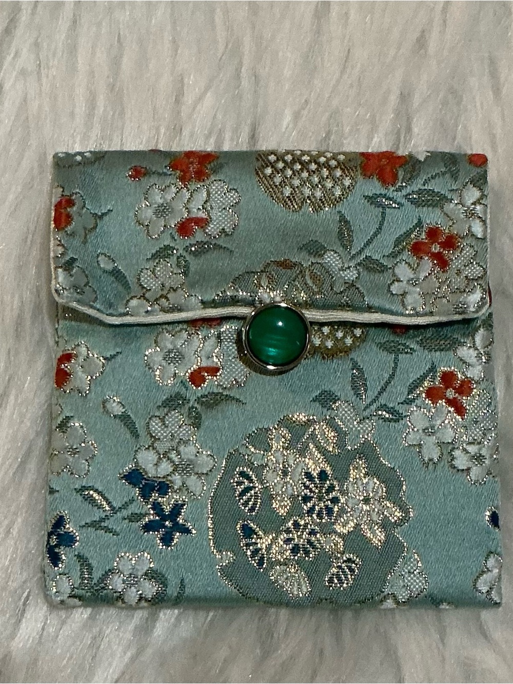 Vintage Floral Green/Red Coin Purse/Pouch